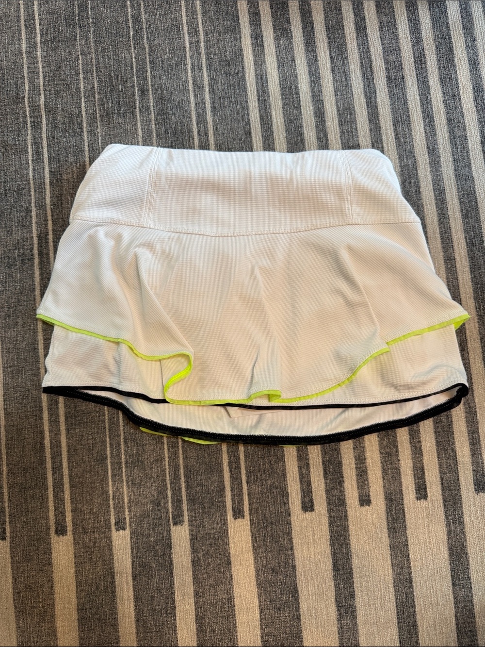 Lucky in Love White Skater Tennis Skirt with Neon Yellow and Black Trim